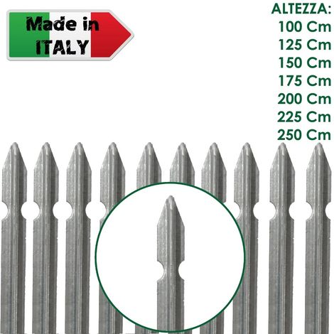 10 PZ PALO PALETTO IN FERRO A T 30x30x3 mm ZINCATO ZINCO PER RETE RECINZIONE - H 175 cm