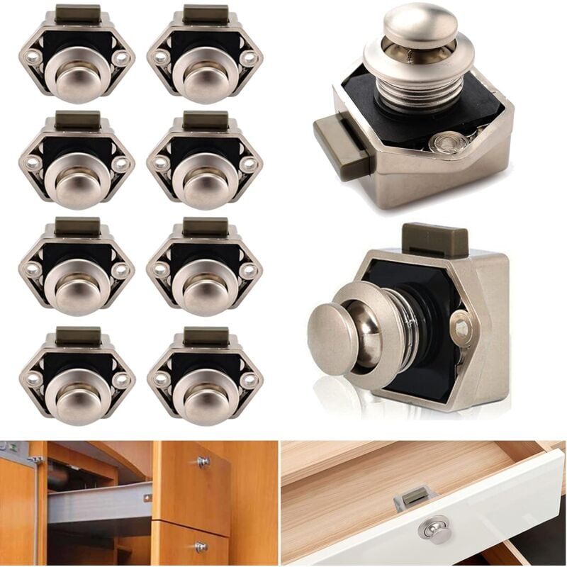 Image of Petites Ecrevisses - 10 Pz Push Lock Chiusura a Pulsante Serratura a Scatto Chiusura Porta a Pulsante per Armadio Yacht Yacht rv