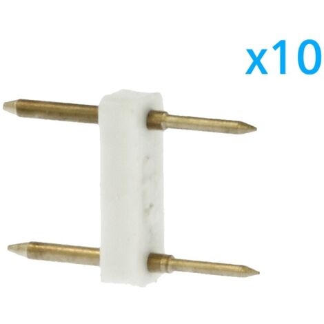 10 PZ Spina 2 Pin Passo 12mm per Connessione Striscia Led Mono 220V con Alimentatore