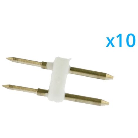 10 PZ Spina 2 Pin Passo 6mm per Connessione Striscia Led Mono 220V con Alimentatore