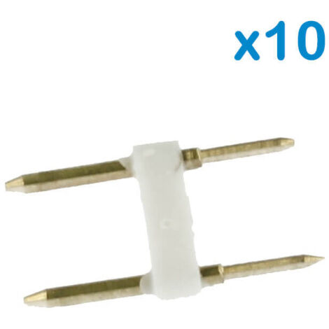 10 PZ Spina 2 Pin Passo 9mm per Connessione Striscia Led Mono 220V con Alimentatore