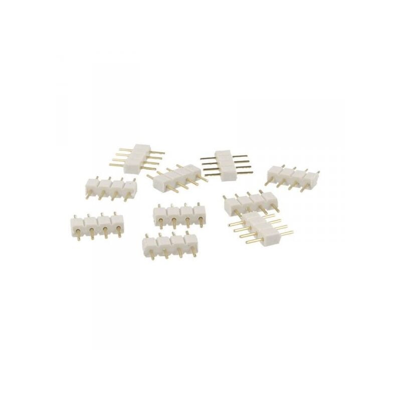 Image of 10 PZ Spina Colore Bianco Maschio 4 Pin Per Collegamento Striscia Led RGB Centralina Controller RGB