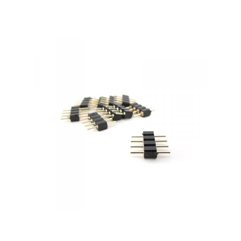 Image of 10 PZ Spina Colore Nero Maschio 4 Pin Per Connessione Striscia Led RGB Centralina Controller RGB