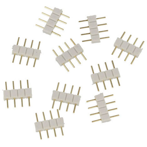 10 PZ Spina Maschio 4 Pin Bianca per Collegamento Striscia Led RGB Controller