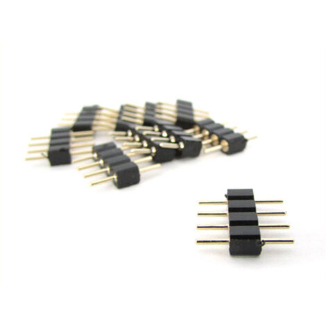 10 PZ Spina Maschio 4 Pin Nera per Connessione Striscia Led RGB Controller