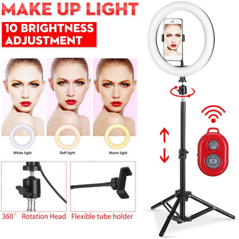 Image of 10 "LED Ring Lamp Dimmerabile Supporto per telefono Selfie Video Makeup Live Controller