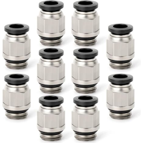 10 Raccords Pneumatiques Droits 4mm, Filetage 1/4 BSP, Pour Tuyau Air Comprimé