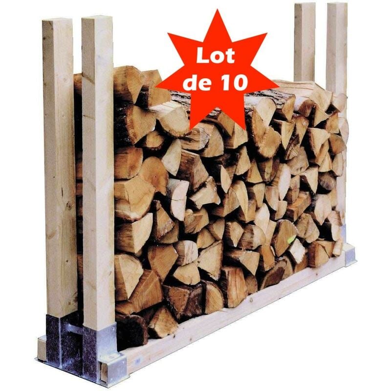 10 Range Bûches Supports Argenté Pour Rangement - Stockage Du Bois De Chauffage - Argent