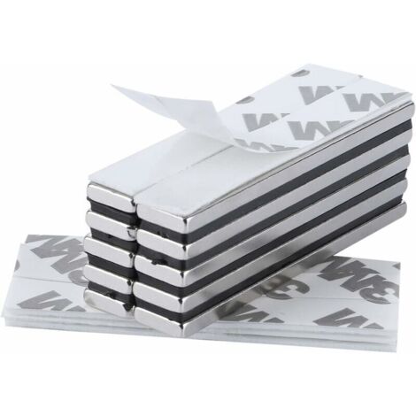 10 rechteckige Neodym-Magnete (60 x 10 x 3 mm) mit 3M-Klebeband. Magnete mit selbstklebender Folie, extra starke Haftung, für Heimwerkerprojekte, Küchen, Keller und Baustellen.