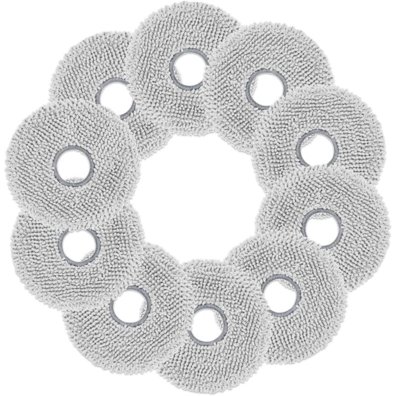 10 replacement cleaning cloths for Ecovacs X1 X2 T10 T30 robot vacuum cleaners, made from a newly improved microfiber material, reusable and