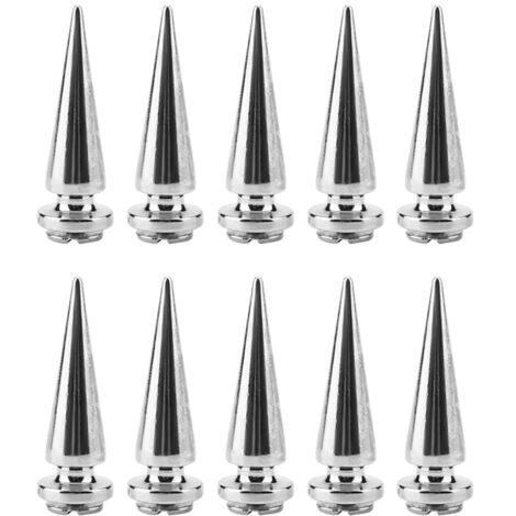 10 Rivets à Pointes Métalliques à Vis pour Travail du Cuir DIY (Argent)
