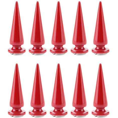 10 Rivets à Pointes Métalliques avec Vis pour Travail du Cuir DIY (Rouge)