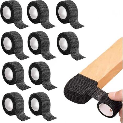 10 rollos de rotuladores autoadhesivos con punta de fieltro – Antirrayas, antiruido, negros.