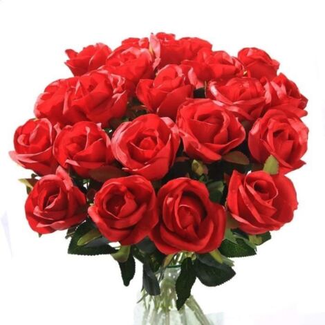 10 roses artificielles en soie pour mariage, bouquet de mariée, jardin, anniversaire, fête, décoration de mariage, rouge