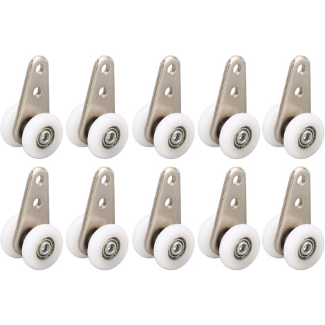 10 Roues à Poulies Nylon 23mm avec Support Acier Inoxydable pour Porte Coulissante Fenêtre Blanc