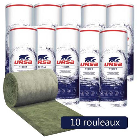 10 rouleaux laine de verre URSA MNU 40 TERRA nu - Ep. 200mm - 48m² - R 5