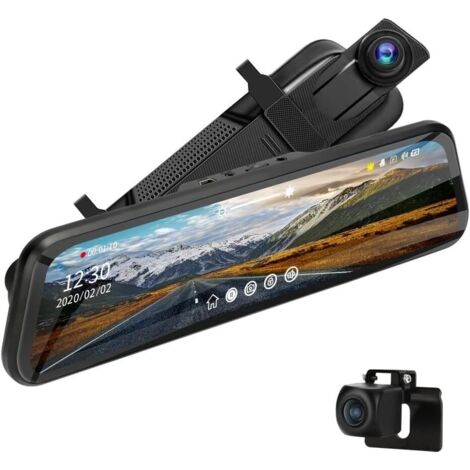10'' Rückfahrkamera-Spiegel-Dashcam mit Kabelsatz, 24-Stunden-Parküberwachung Dashcam Auto-Rückspiegel 10'' Full HD 1080P Touchscreen 170° Weitwinkel-Nachtsicht-G-Sensor