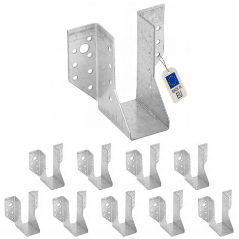 Fixtout – Lot de 10 sabots de charpente à ailes extérieures – Acier galvanisé – Dimensions Larg 45 x Ht 108 mm – Pour solivage en bois dur