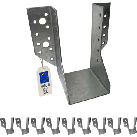 10 sabots de charpente à ailes extérieures - Connecteurs de poutres - Acier galvanisé - Larg 64 x Ht 130 mm - Fabriqué en Europe