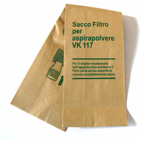 10 Sacchetti Filtro Compatibili con Vorwerk Folletto Vk116 Vk117