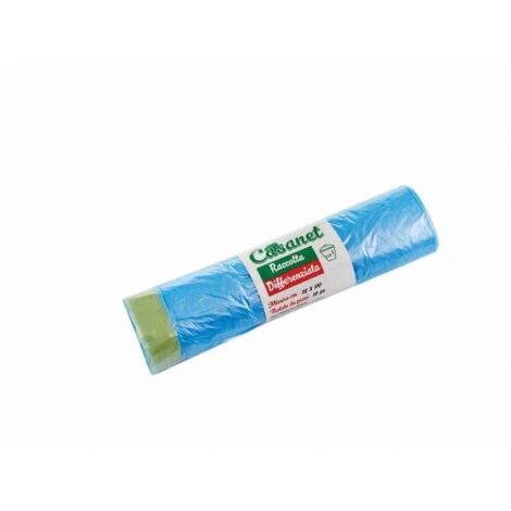 10 Sacchi per la spazzatura azzurri con maniglia 72x110 cm