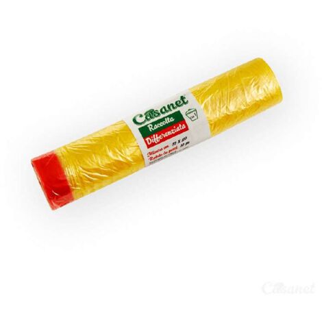 10 Sacchi per la spazzatura giallo con maniglia 72x110 cm