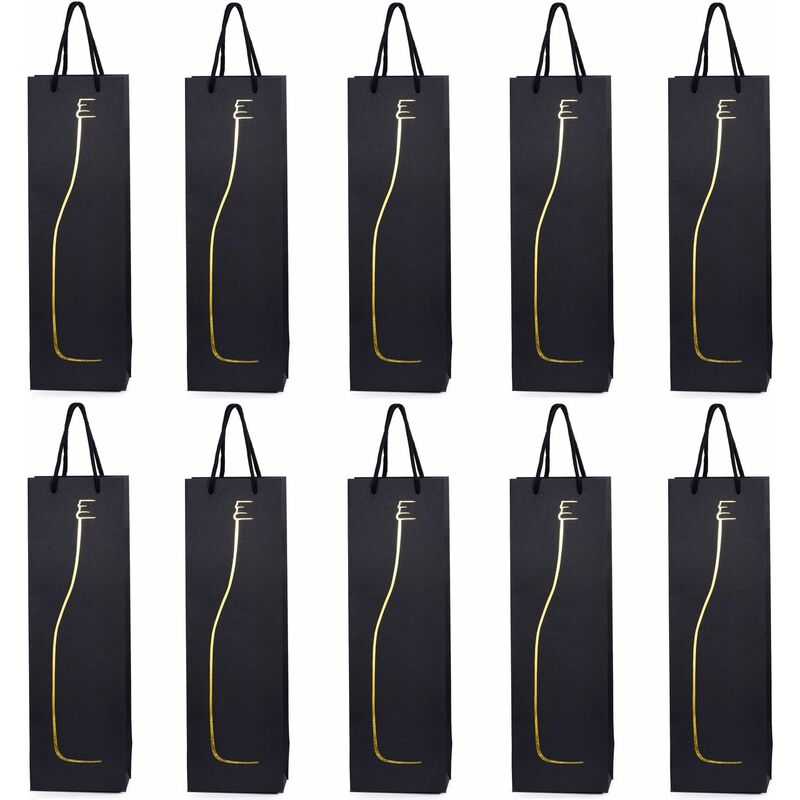 10 sacs à bouteilles sacs à cadeaux pour vin, prosecco et champagne 40 x 12 x 9 cm - silhouette