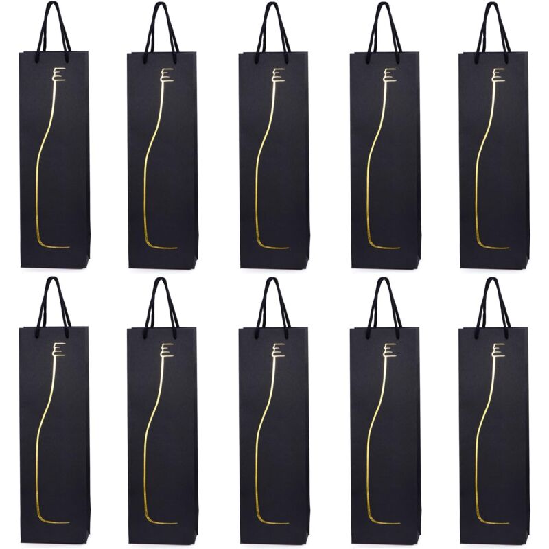 10 sacs à bouteilles sacs à cadeaux pour vin, prosecco et champagne 40 x 12 x 9 cm - silhouette