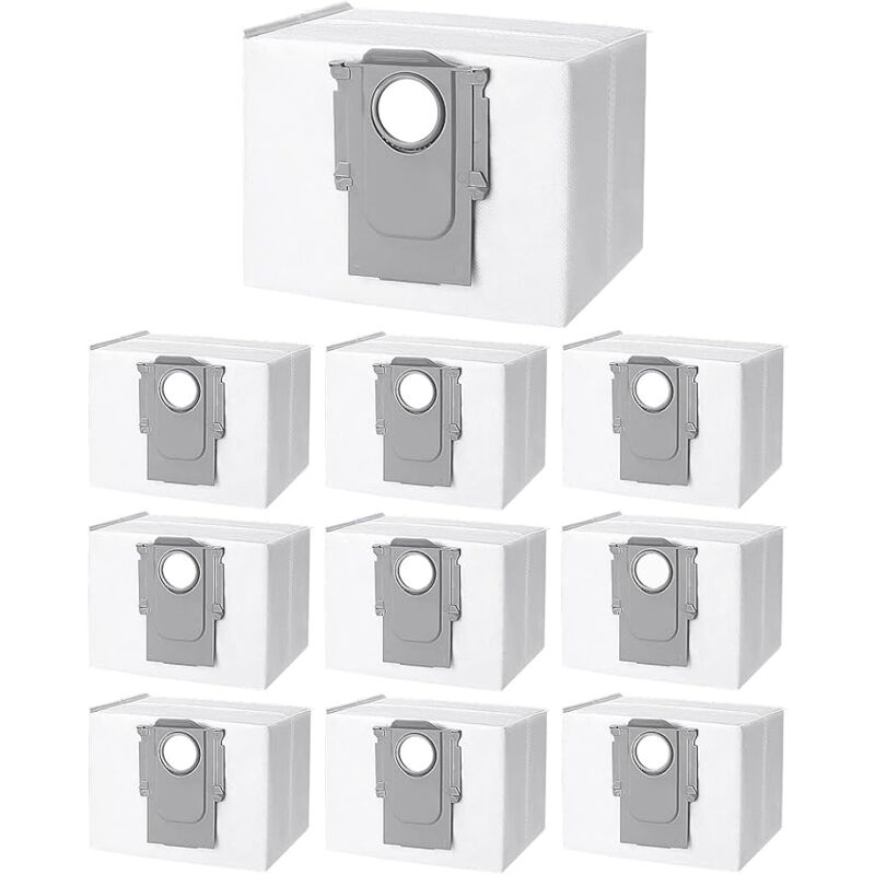 10 Sacs à Poussière Accessoires pour Roborock S8+/ S8 Pro Ultra/ S7 MaxV Ultra/ S7 Pro Ultra/ Q7+/ Q7 Max+/ Q8 Max+/ Q5 Pro+/ T8,Sacs d'aspirateur de