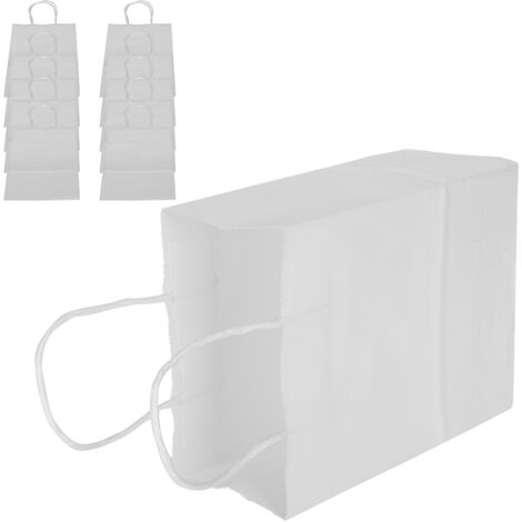 10 Sacs Cadeaux en Papier Kraft - Idéal pour Anniversaires, Mariages et Événements - 15x8x21cm Blanc