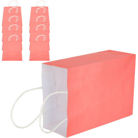 10 sacs cadeaux en papier kraft rose 15x8x21cm pour anniversaire, mariage et événements spéciaux