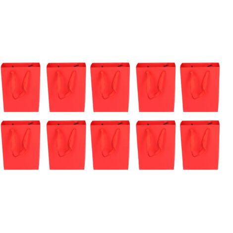 10 Sacs Cadeaux Rouge Simples pour Noël Anniversaire Fêtes Cadeaux Emballage Papier