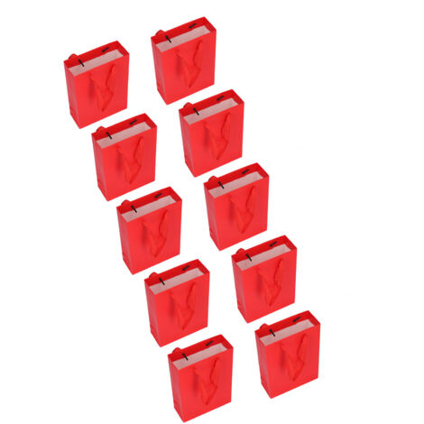 10 Sacs Cadeaux Rouge Uni pour Noël, Anniversaire, Mariage, Emballage Cadeau Festif