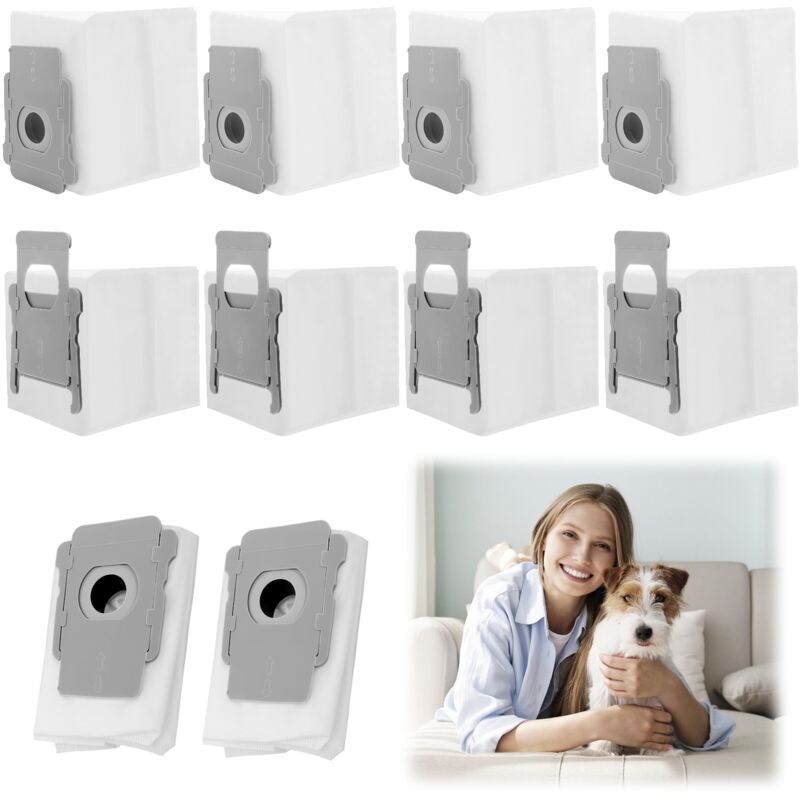 10 Sacs d'aspirateur pour iRobot Roomba i7 i7+ i7 Plus E5 E6 E7 S9 S9+i3 i3+ i4 i6 i6+ j7 j7+ i8 i8+ Aspirateur, Sous vide compatibles avec Roomba