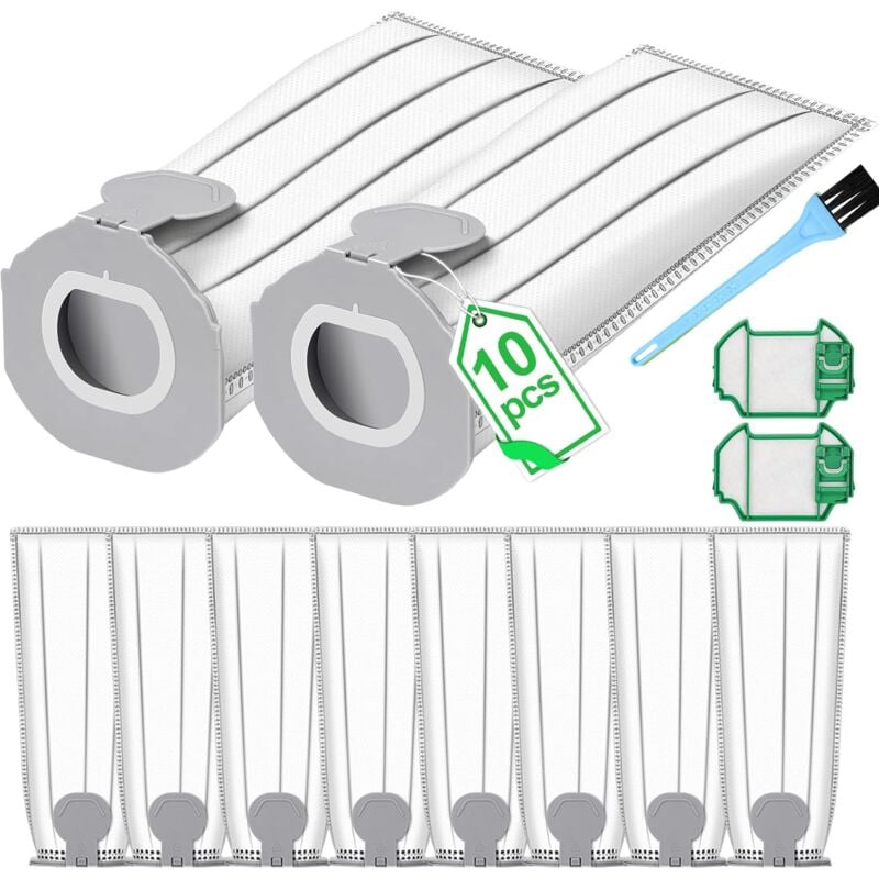 Paryou - 10 Sacs d'Aspirateur pour Vorwerk Kobold VK7, Sac à Poussière de Rechange pour Vorwerk Kobold FP7 Aspirateur, Sac Filtrant de Rechange pour