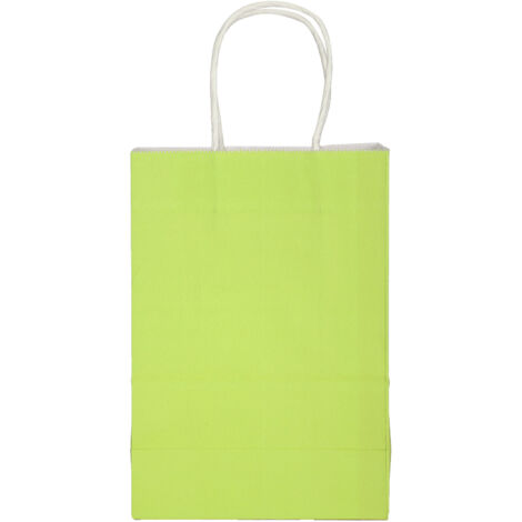10 sacs en papier kraft réutilisables pour cadeaux, courses et fêtes - 15 x 8 x 21 cm - Vert