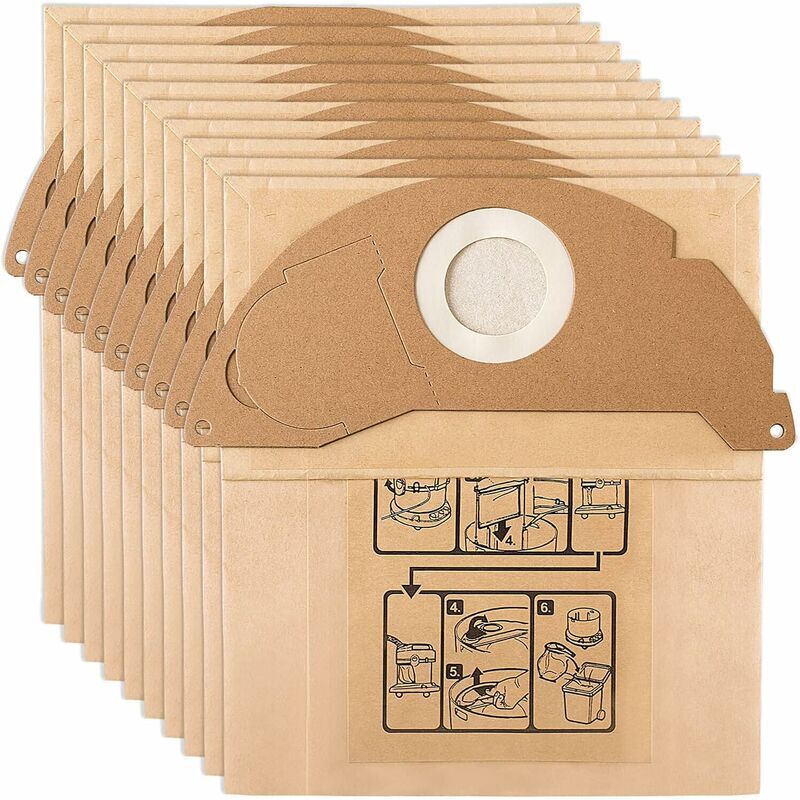 Lucky-88 - 10 Sacs Filtre Remplacement pour Aspirateur Karcher WD2 MV2 6.904-322.0 WD2250 A2004 A2054,