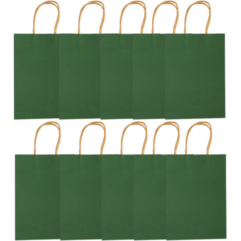 10 Sacs Kraft Portables pour Cadeaux, Fêtes et Achats - 15 x 8 x 21 cm - Vert