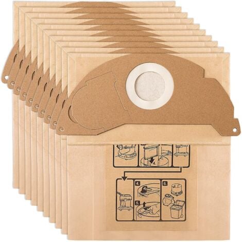 MISSDONG 10 Sacs pour Aspirateur Karcher WD2 MV2 6.904-322.0 WD 2.200 WD2250 A2004 A2054 A2099，Remplacement pour Aspirateur Karcher
