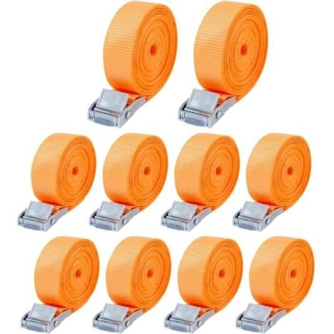 10 Sangle d'Arrimage,25mm x 4m Sangle de Serrage,Sangle Porte Velo avec Boucle de Fermeture,adapté aux camionnettes,Motos,camions