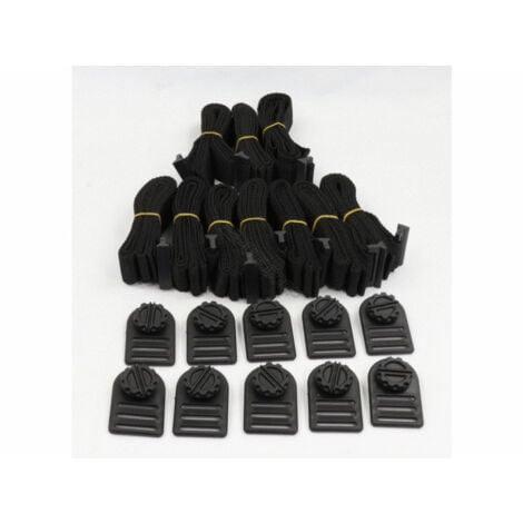10 sangles + attaches pour enrouleur piscine - kokido - Noir