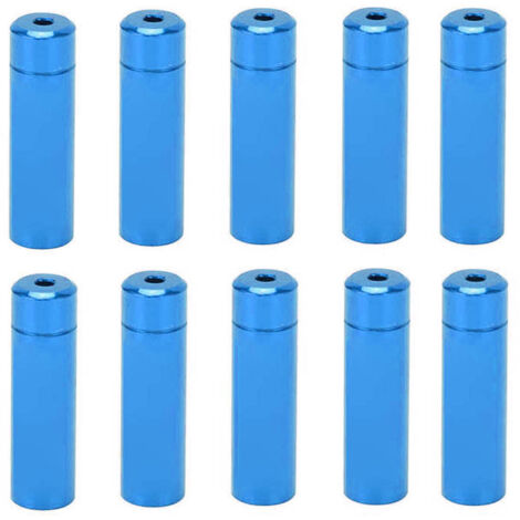 10 Schaltzugendkappen aus Aluminiumlegierung (4 mm) für Rennräder und Mountainbikes, Blau