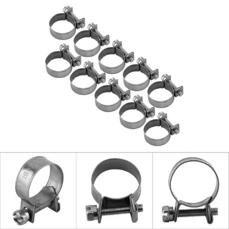 10 Schlauchschellen aus Edelstahl für Kraftstoffleitungen, Größen 6 mm bis 20 mm