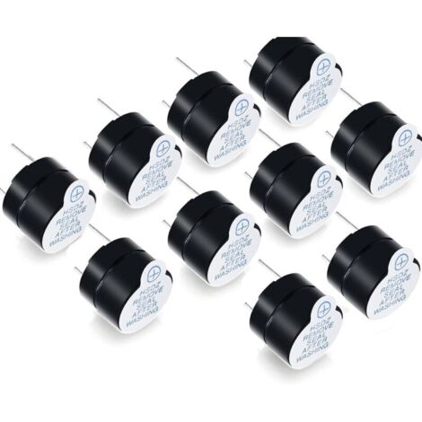10 schwarze elektronische Alarme, 5V DC aktive Alarme, langlebige piezoelektrische elektronische Alarme für den Dauerbetrieb.