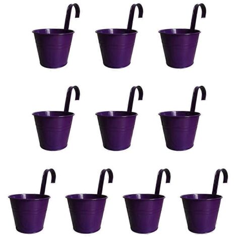 10 seaux métalliques suspendus avec crochets amovibles, pots de fleurs pour clôture, jardinières murales extérieures, lot de 10 pièces.