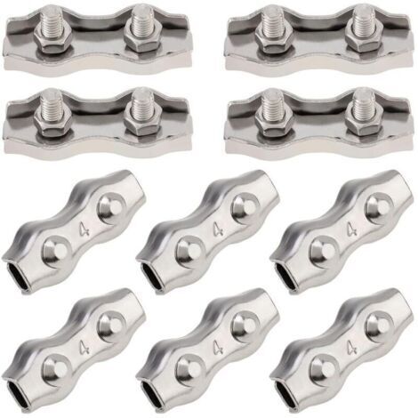 10 serre-câbles duplex M4 à 2 poteaux, en acier inoxydable 304, pour serre-câbles à double boulon de 0,3 cm de diamètre