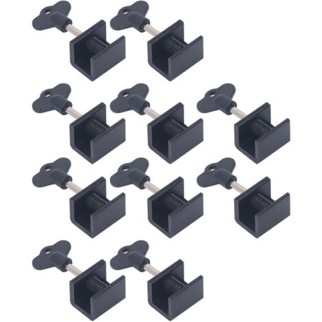 10 Serrures de Fenêtre à Un Trou avec Clé à Molette, Réglables Verticales et Horizontales pour Fenêtres Coulissantes, Kit de Verrouillage Noir