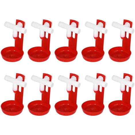10 Set Chicken Drinking Cup Automatic Poultry Drinking Waterer Drinker with White Tee Fitting Durable for Chicken
