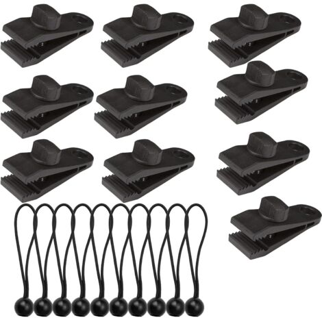 10 set di clip resistenti per tessuti impermeabili, con cordini elastici, clip per tessuti impermeabili, clip per tende da sole, viti regolabili, sfere elastiche, adatte per teloni impermeabili, adatt