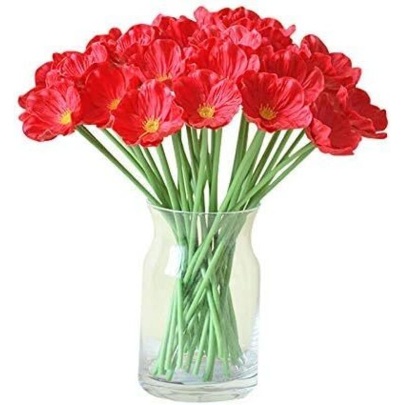 Ineasicer - 10Pcs Coquelicots Artificiels Rouge en Soie de Coquelicot Artificiel Coquelicots Sauvages Artificiels Fausses Fleurs Artificielles au